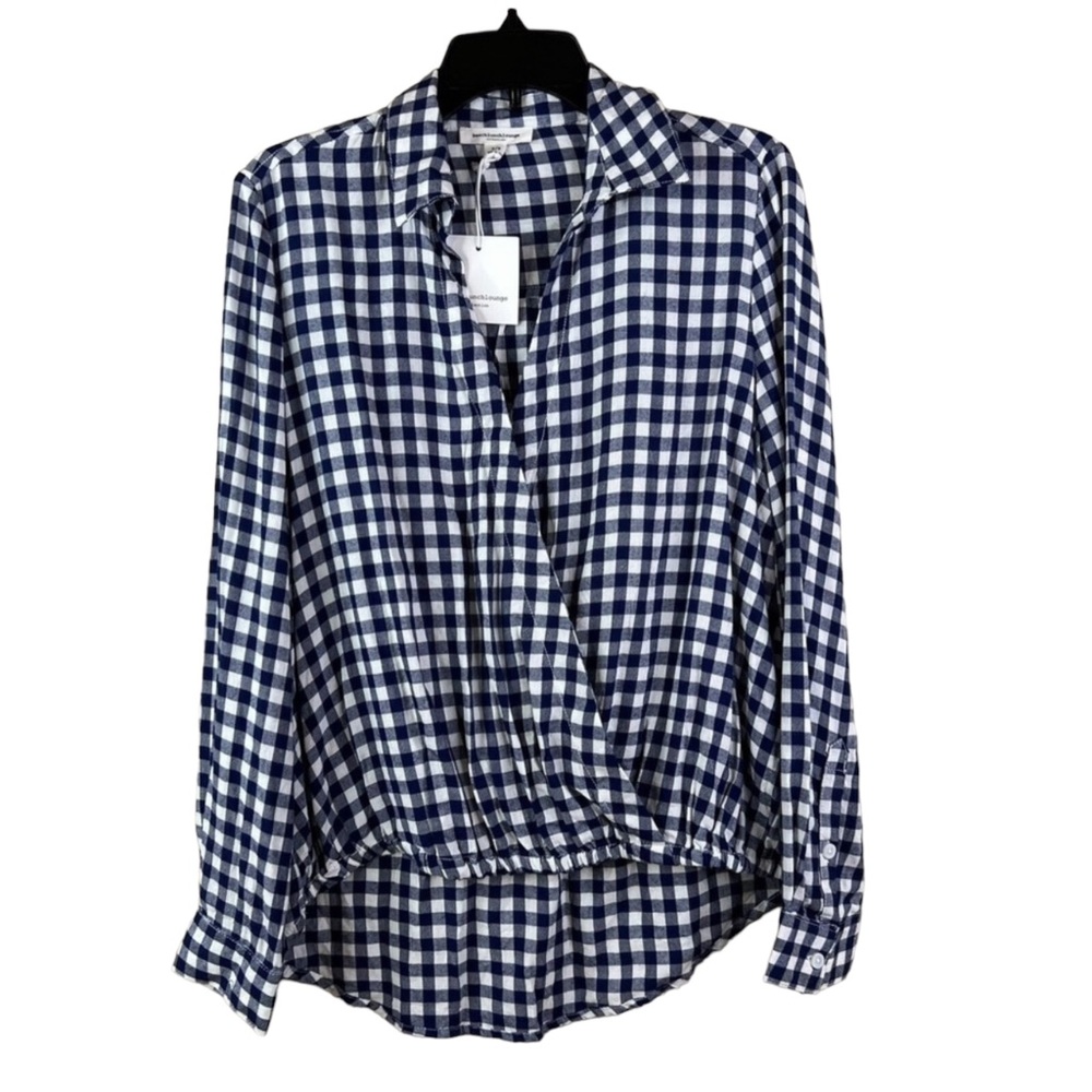 Women’s beach lunch lounge Top NWT, Long Sleeve, Collared, Hi-Lo Hem, Ch…